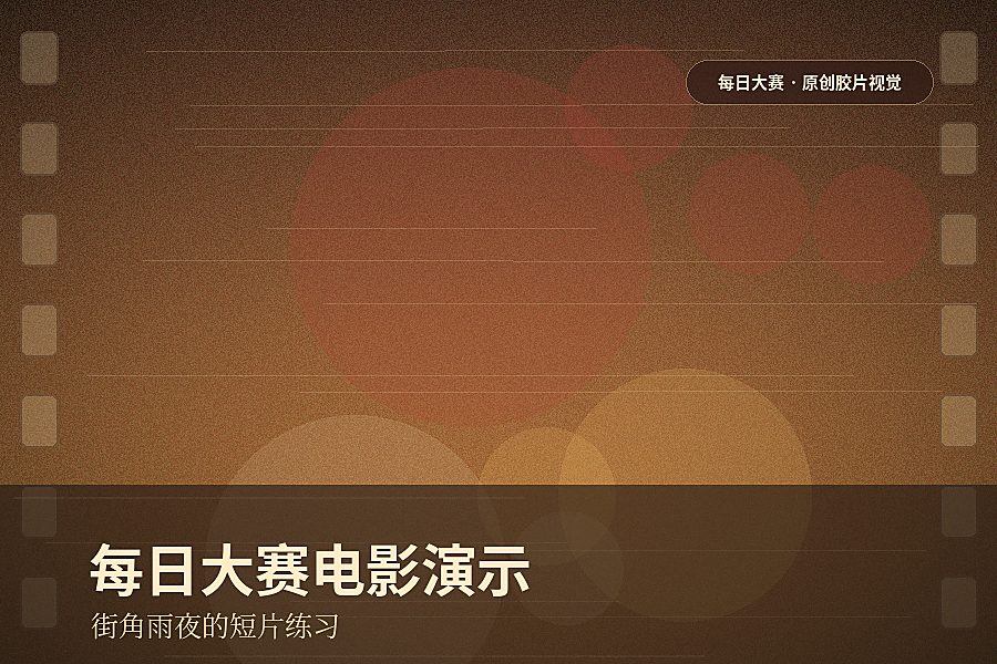 每日大赛视频封面：电影故事视频演示：街角雨夜的长镜头